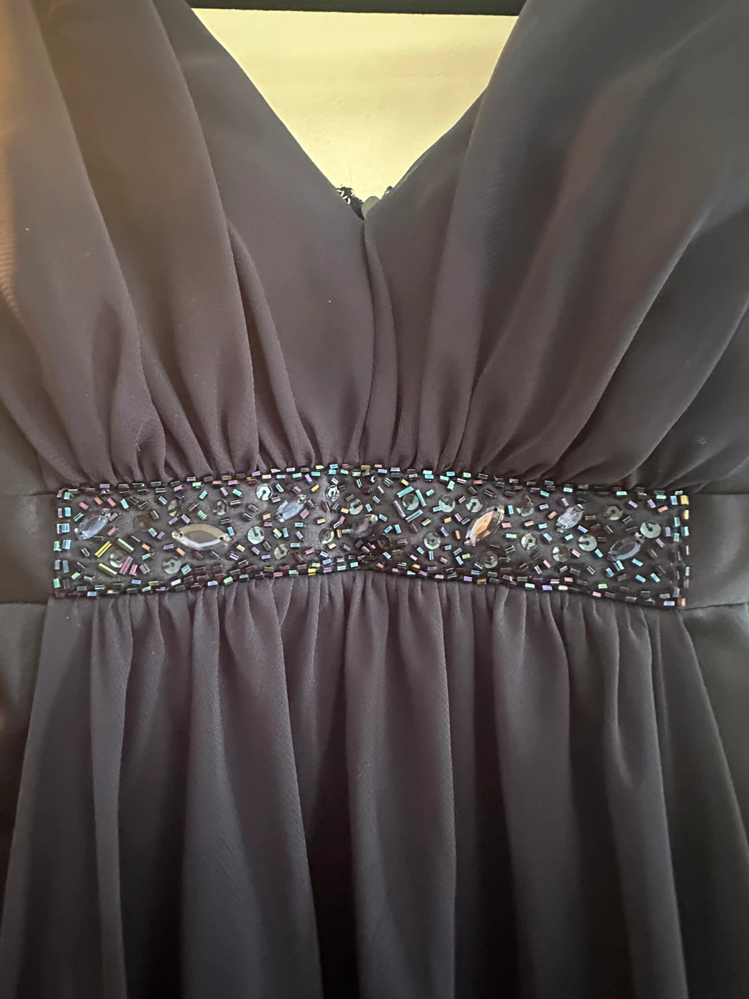 Navy Blue Beaded Formal Dress