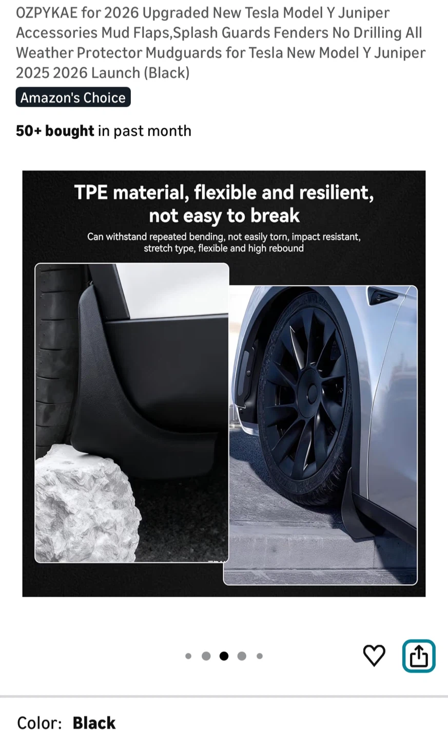 2026 Upgraded New Tesla Model Y Juniper Accessories Mud Flaps - photo 5