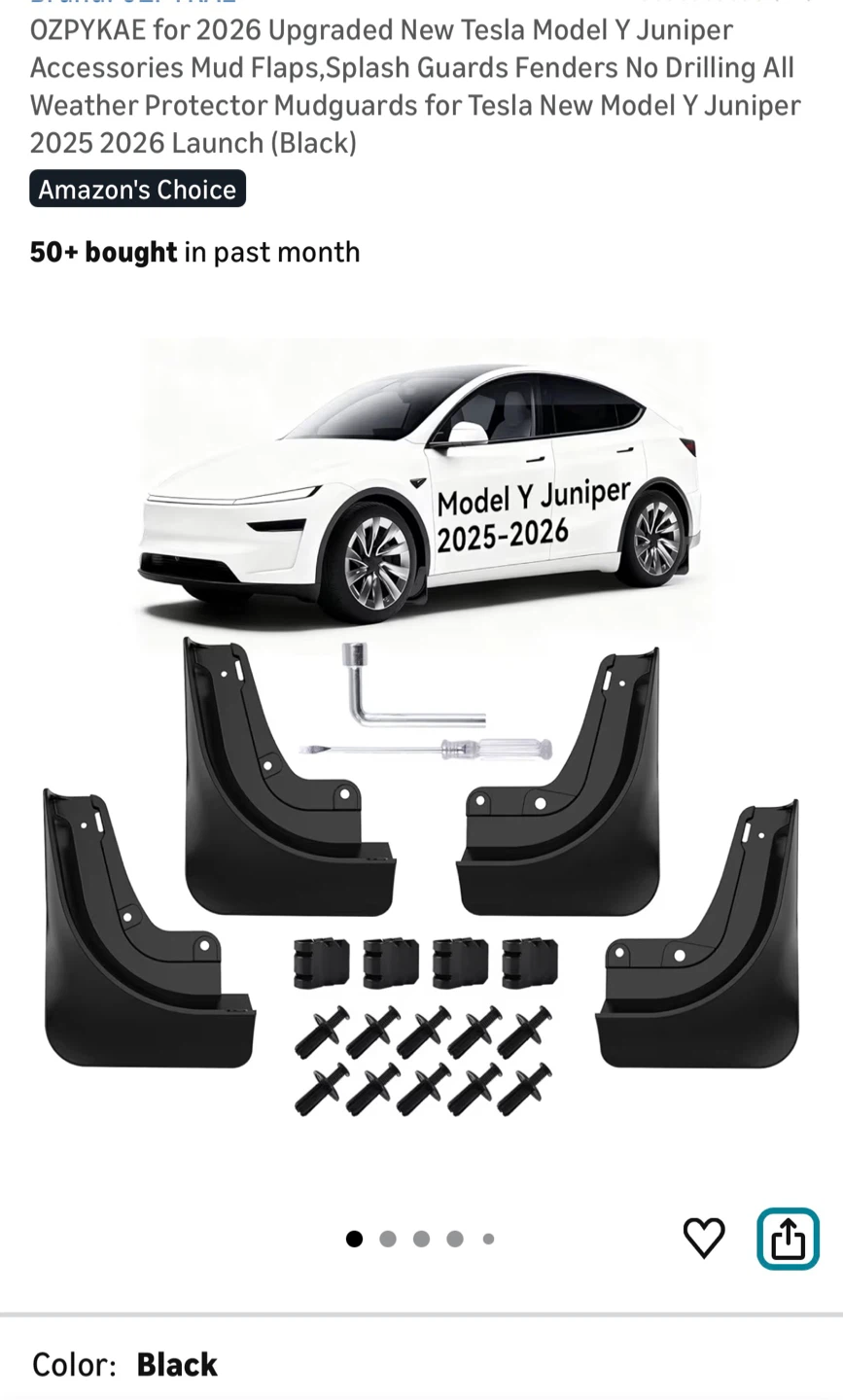 2026 Upgraded New Tesla Model Y Juniper Accessories Mud Flaps