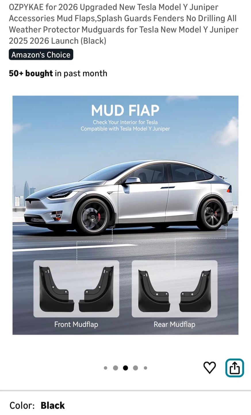 2026 Upgraded New Tesla Model Y Juniper Accessories Mud Flaps - photo 3