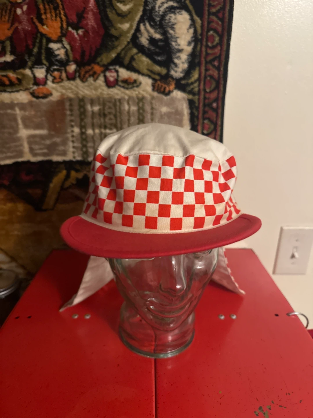 360° Wearables Red and White Checkered Neck Cover Hat