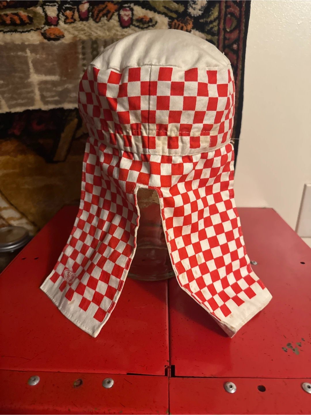 360° Wearables Red and White Checkered Neck Cover Hat - photo 3