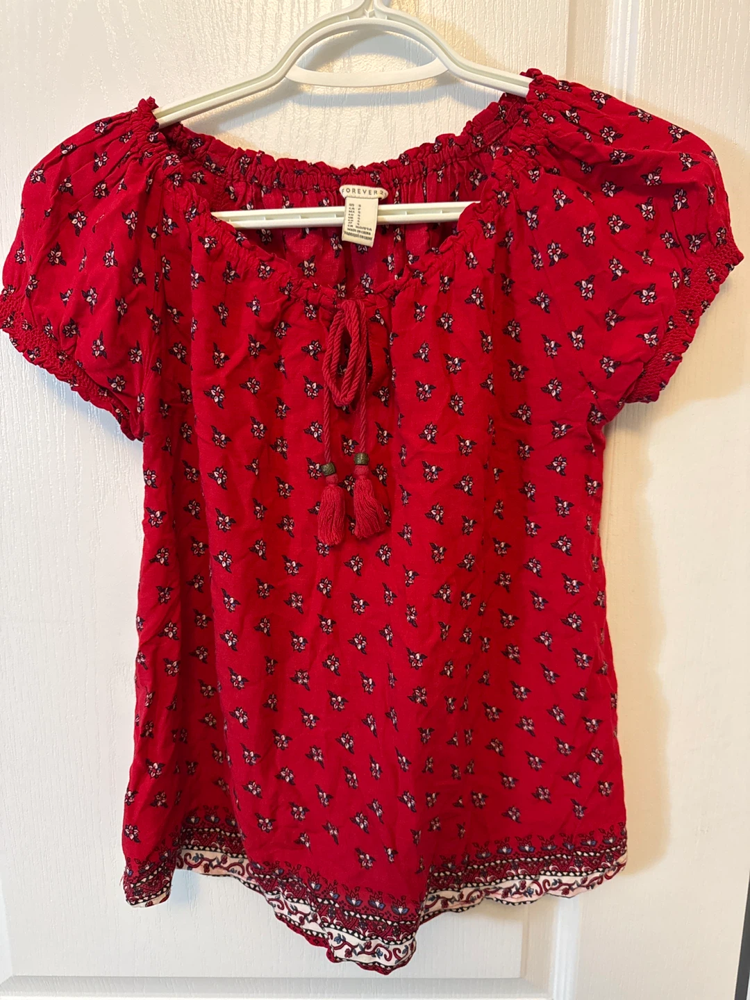 Forever 21 Red Floral Blouse - Size S