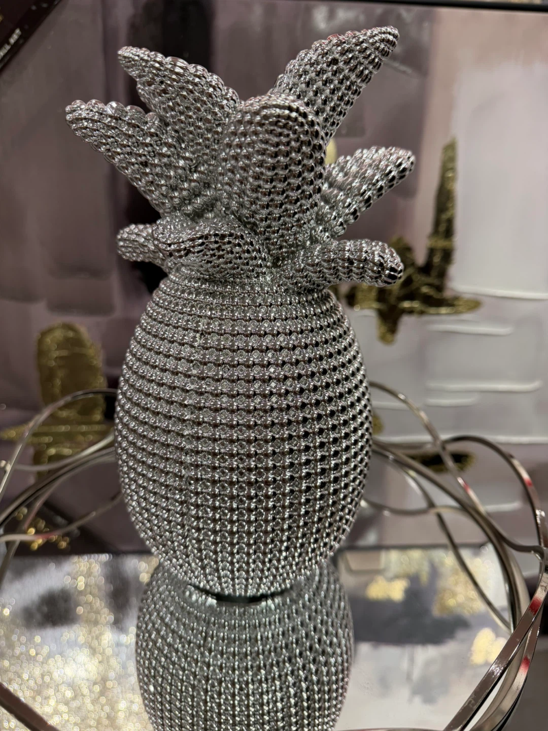 Silver Pineapple Decorative Accent – Modern Home Décor