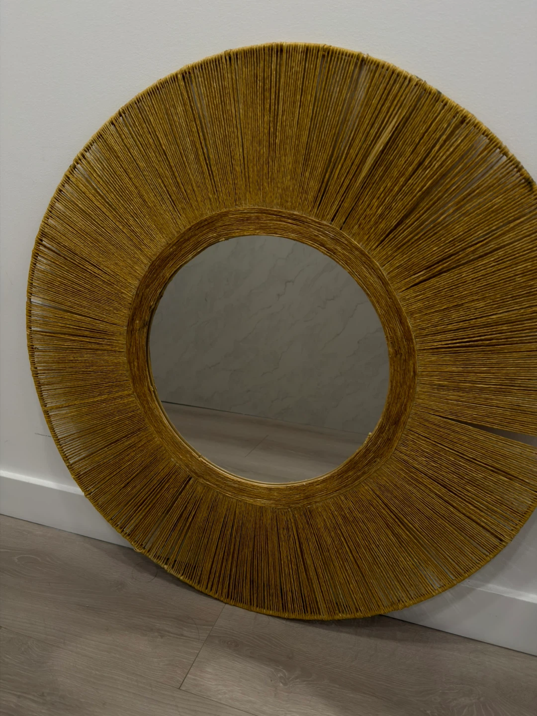 Round Sunburst Mirror with Yellow Rope Frame - photo 3