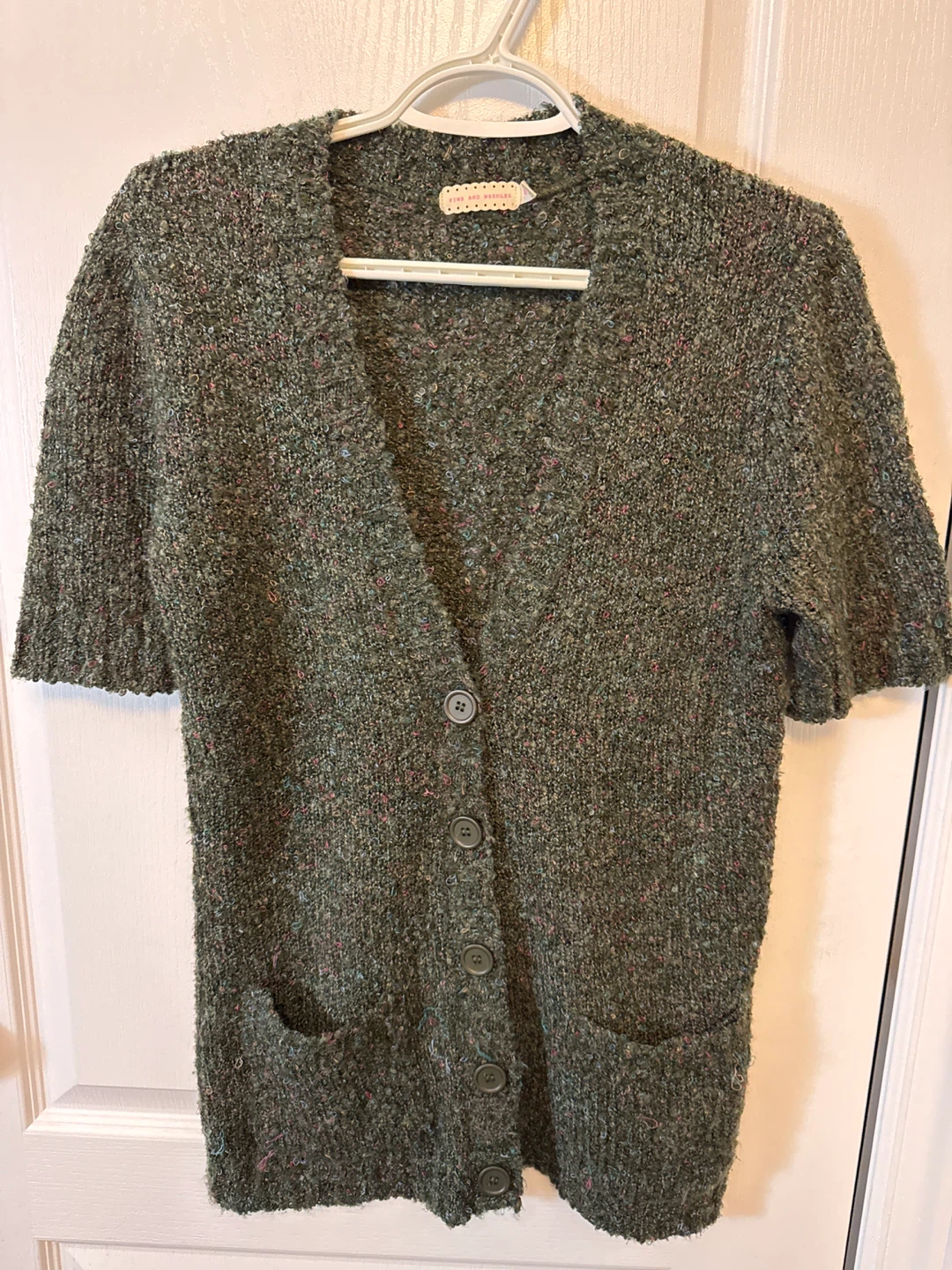Pins and Needles Green Textured Knit Cardigan - Size S