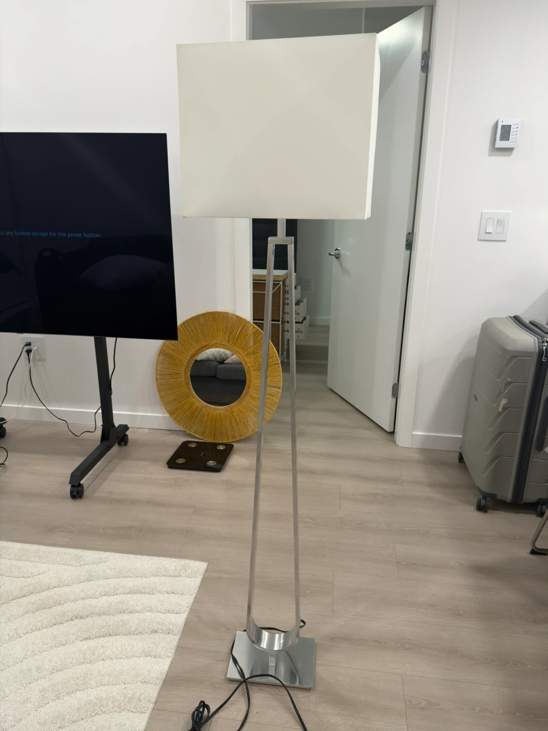 Modern Floor Lamp with White Rectangular Shade - photo 2