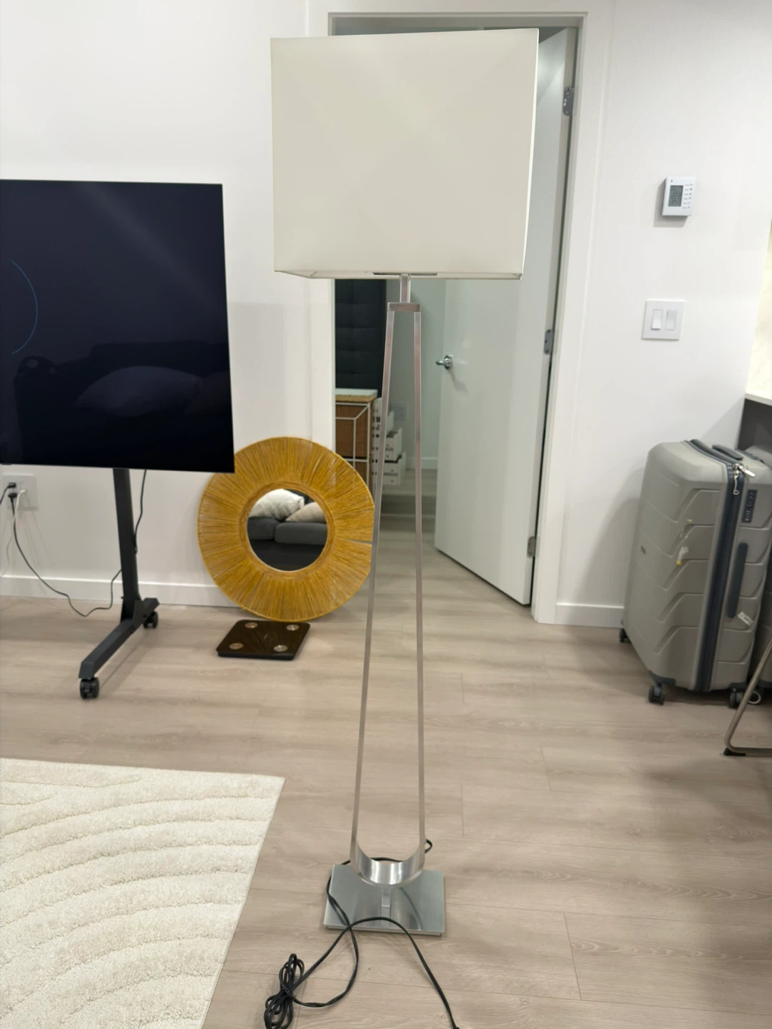 Modern Floor Lamp with White Rectangular Shade