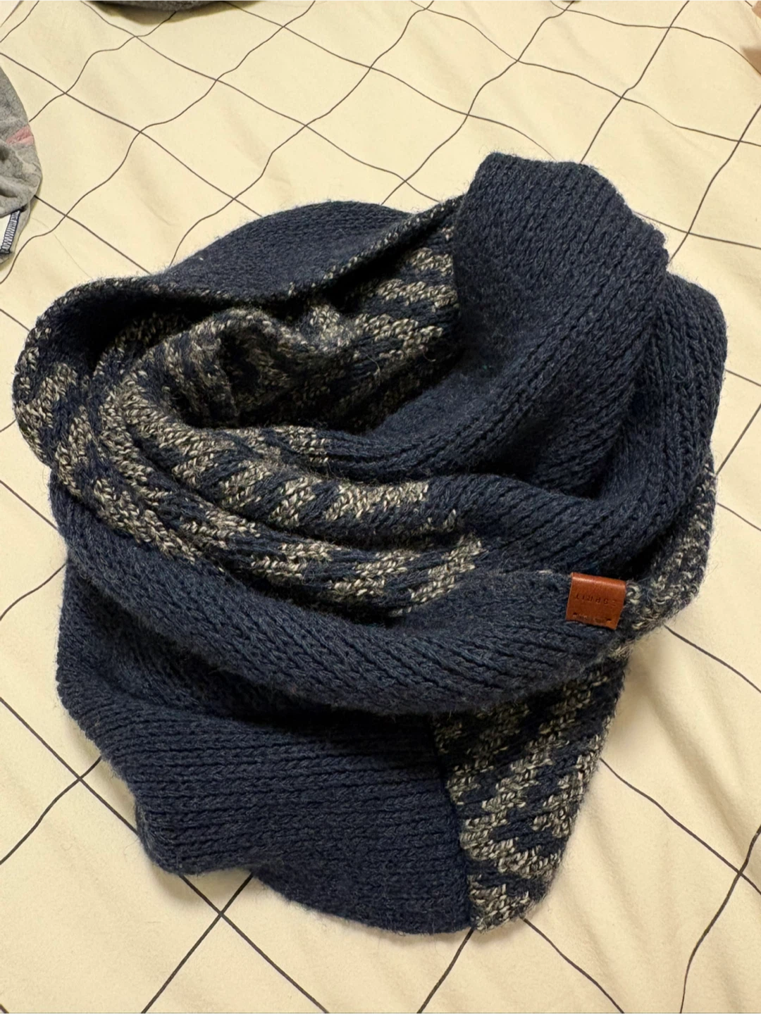 Navy and Grey Knit Espirit Scarf - photo 2