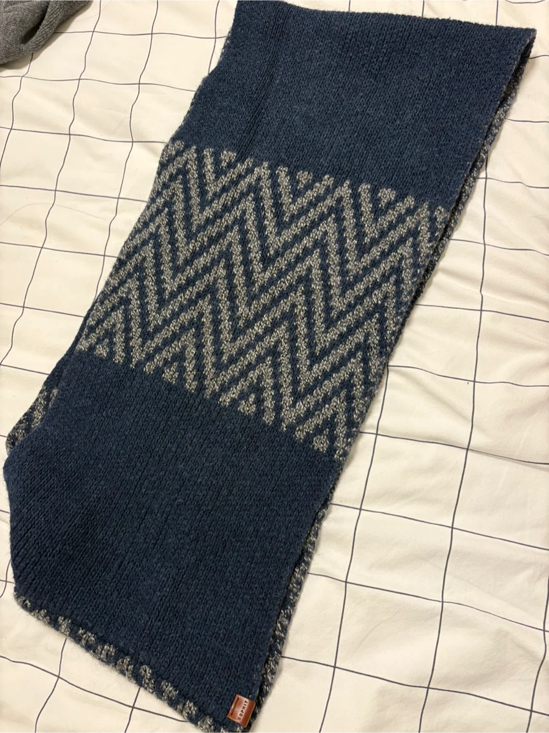 Navy and Grey Knit Espirit Scarf - photo 3