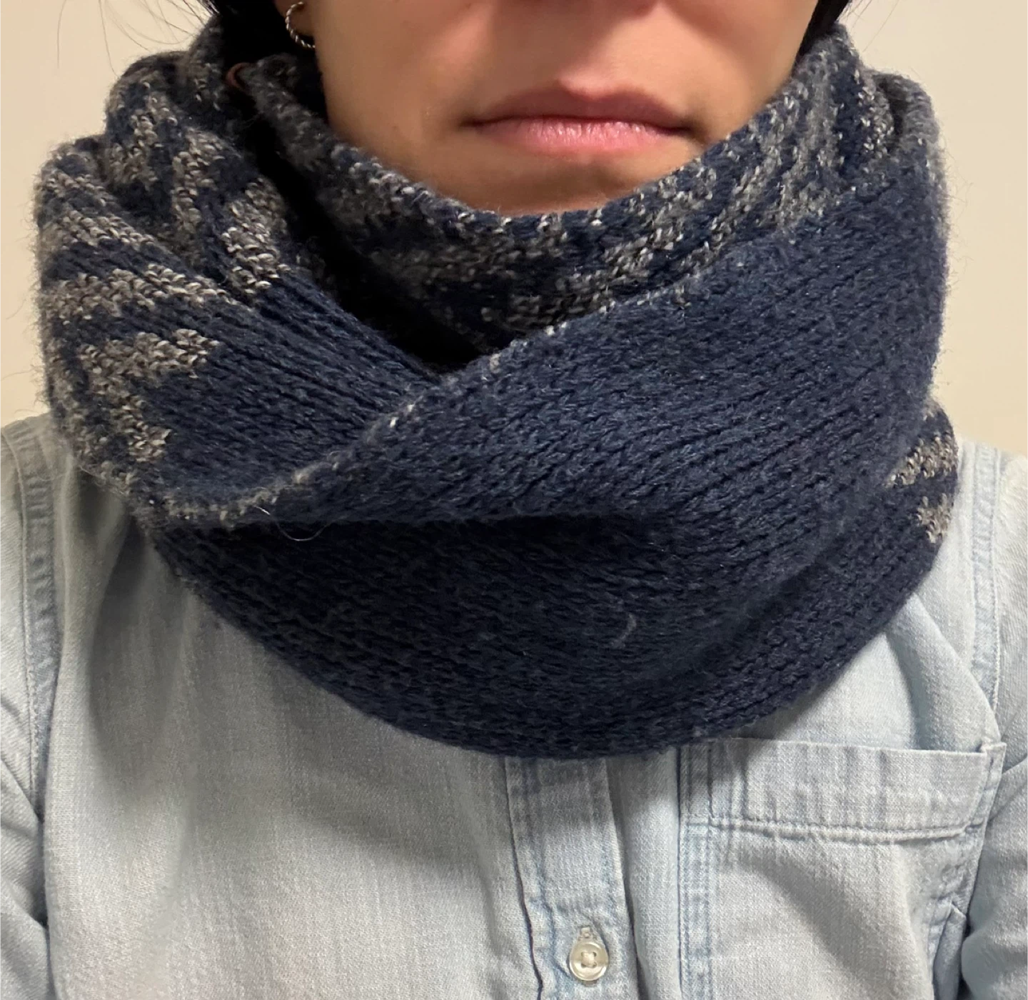 Navy and Grey Knit Espirit Scarf