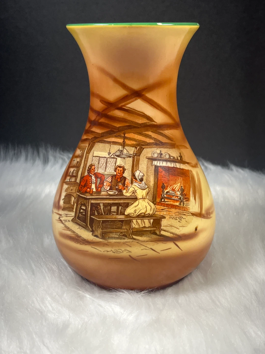 Vintage Decorative Vase with Country Scene