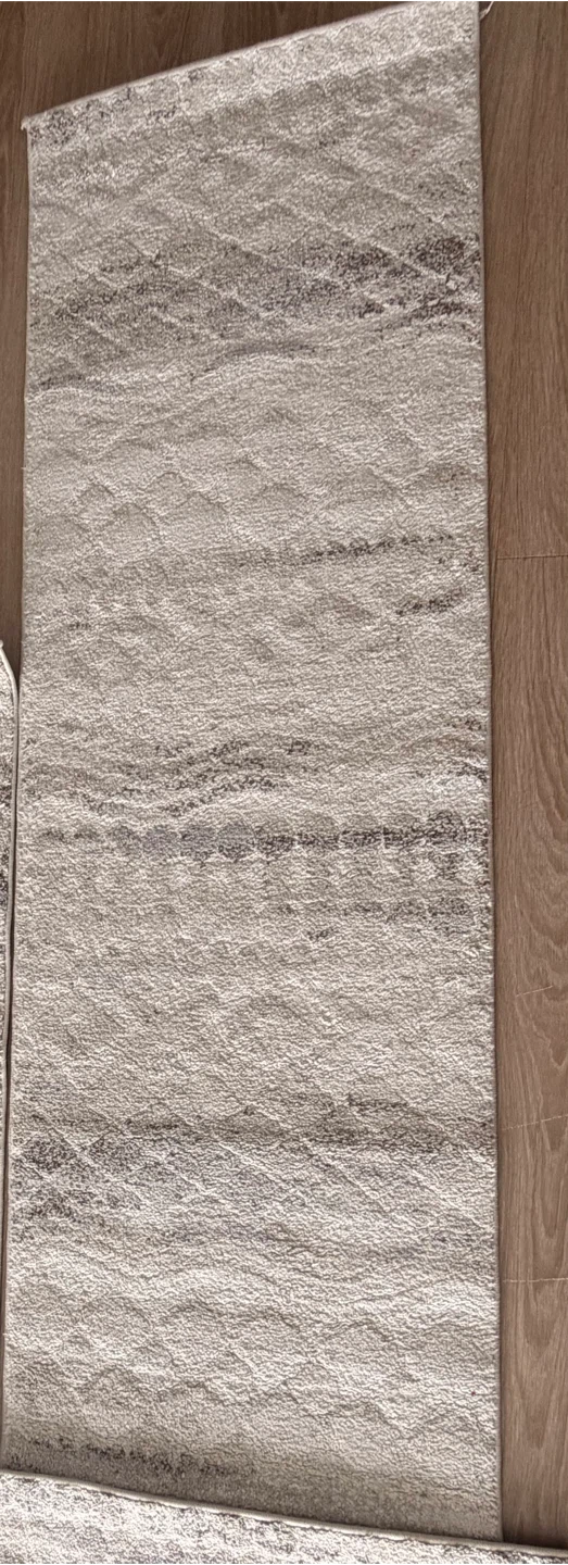 Runner Rug - Grey/Beige Striped Textured