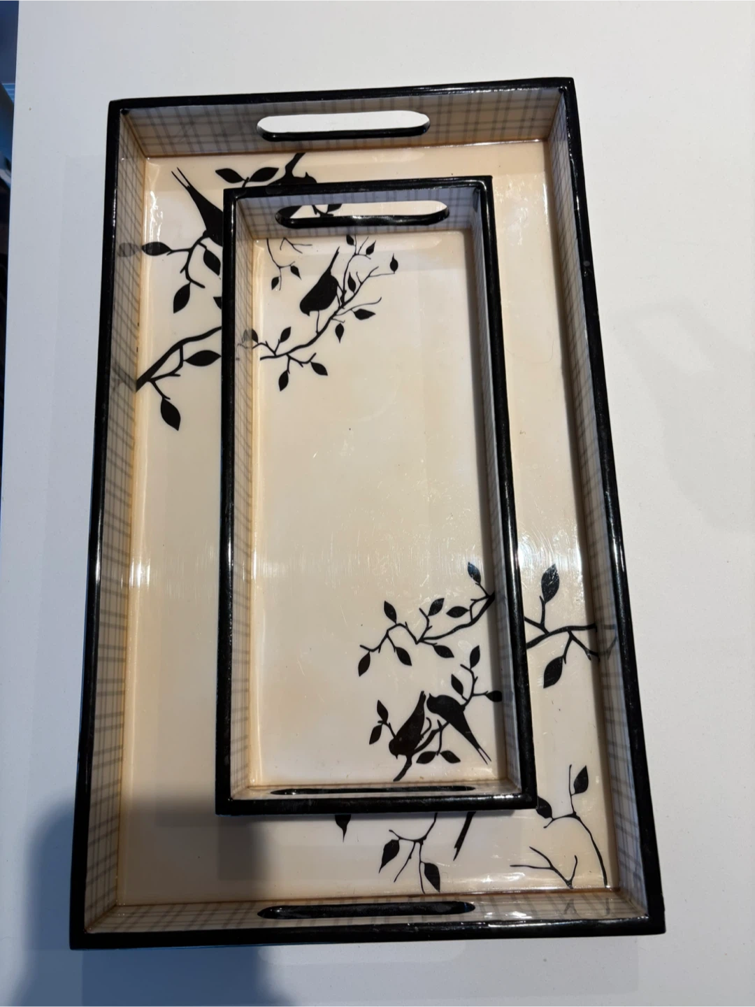 Set of 2 Decorative Serving Trays with Bird Design - photo 2