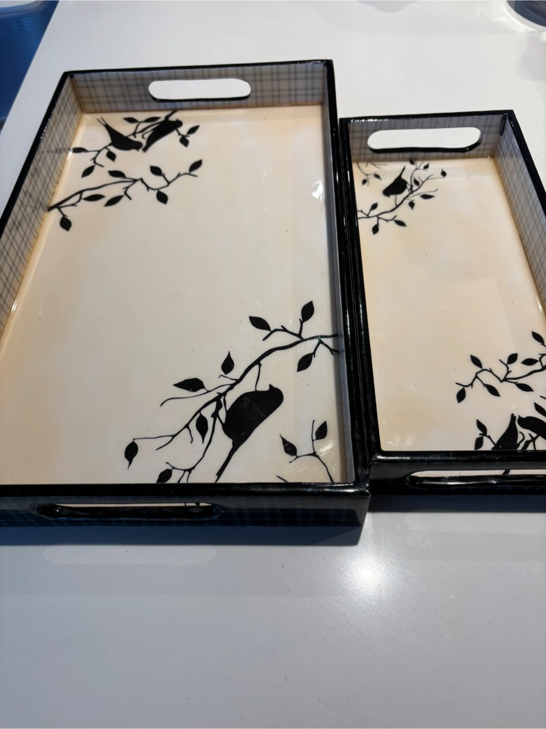 Set of 2 Decorative Serving Trays with Bird Design - photo 3