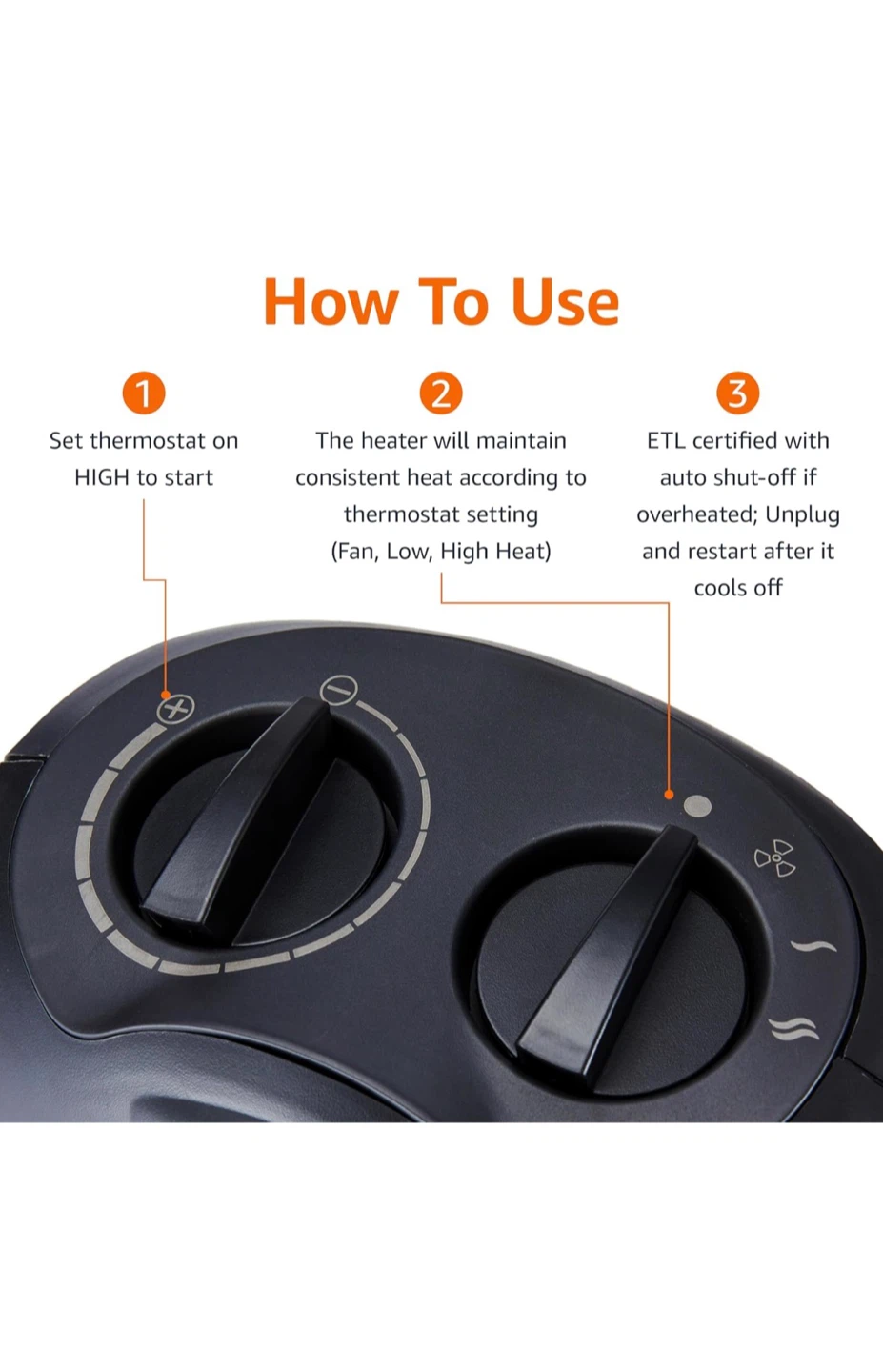Amazon Basics PTC Heater - photo 3