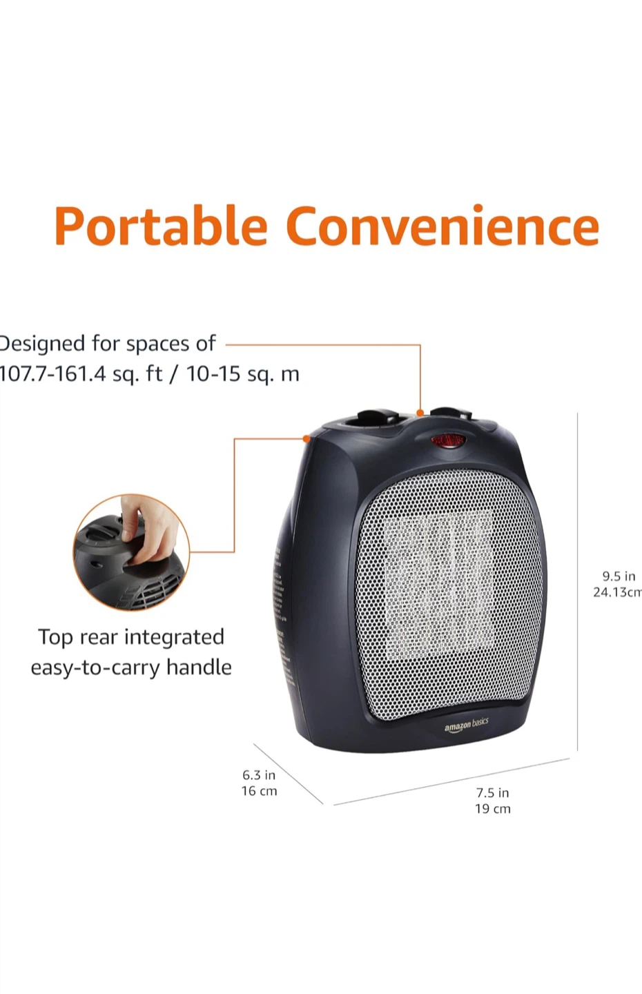 Amazon Basics PTC Heater - photo 2