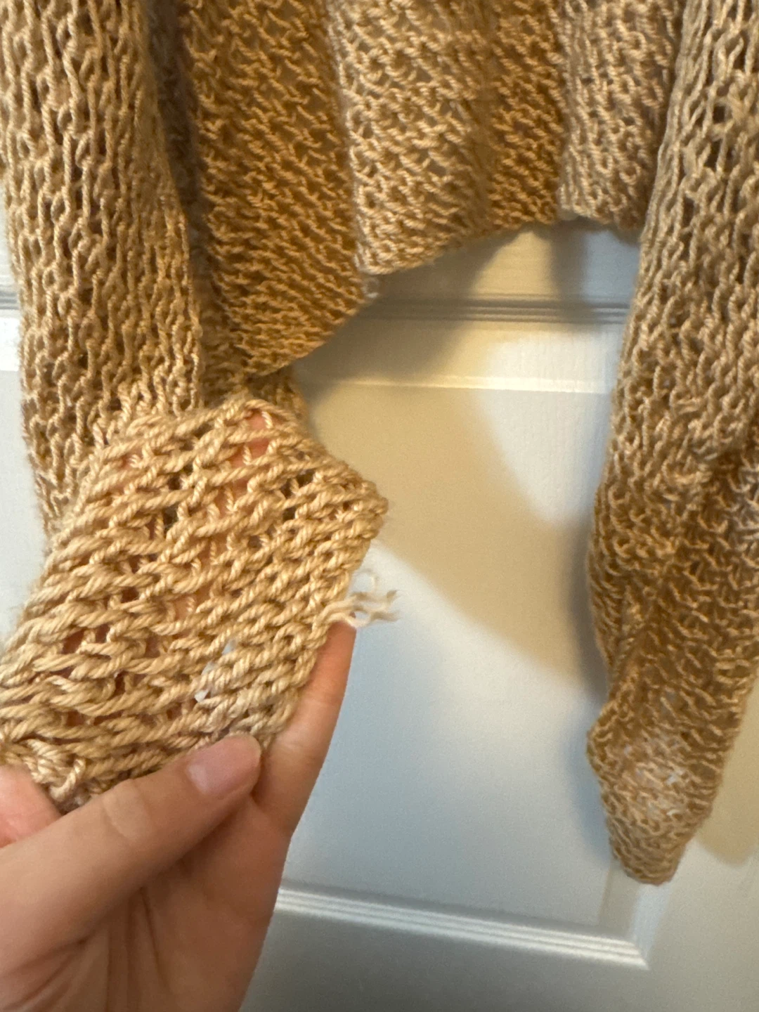 Tan Knit Open Weave Long Vest - photo 5