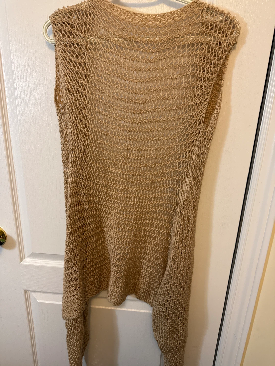 Tan Knit Open Weave Long Vest - photo 2