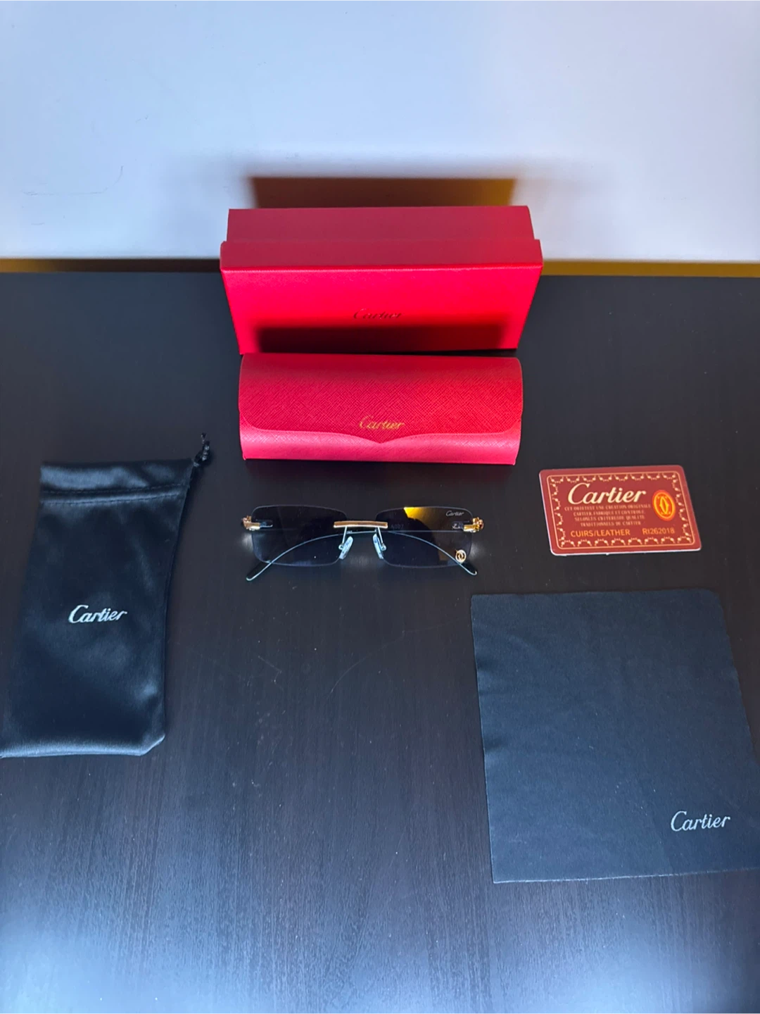 Cartier Rimless Sunglasses with Case and Box