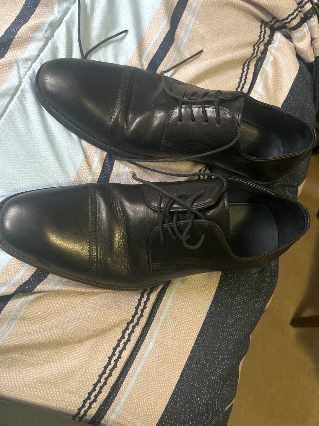 Black Leather Cap Toe Oxford Dress Shoes
