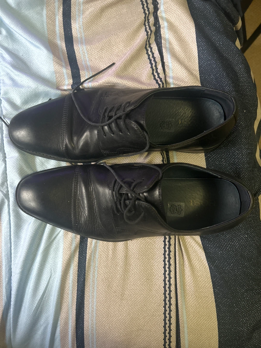 Black Leather Cap Toe Oxford Dress Shoes - photo 2