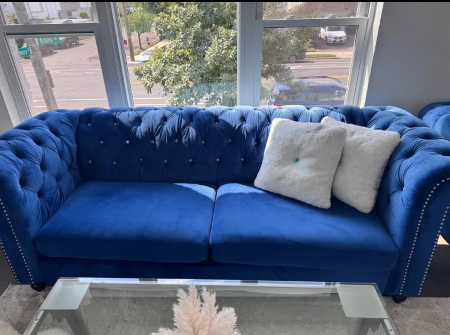 Blue Velvet Tufted Chesterfield Sofa - photo 5