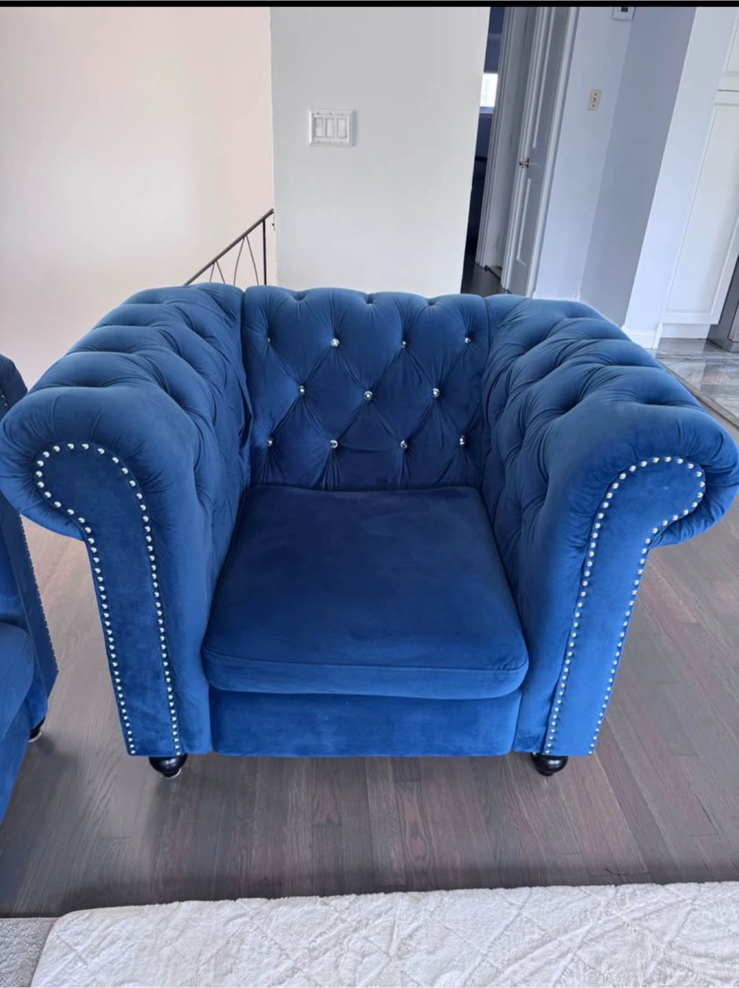 Blue Velvet Tufted Chesterfield Sofa