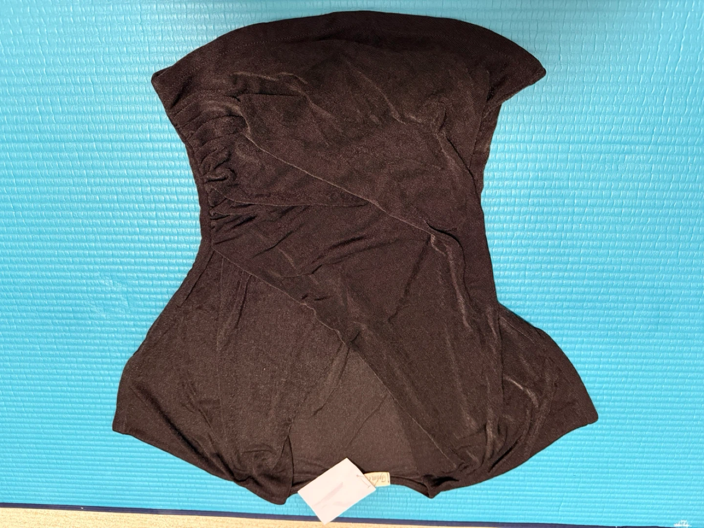 Black ruched strapless top