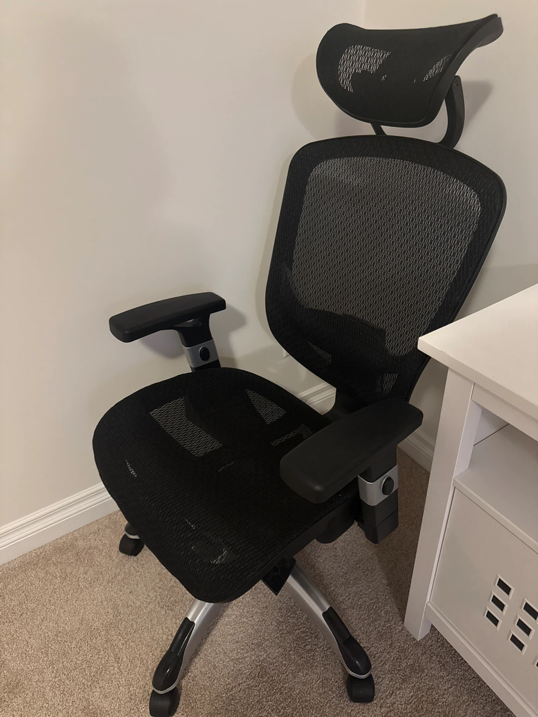 Black Ergonomic Mesh Office Chair with Headrest - photo 2