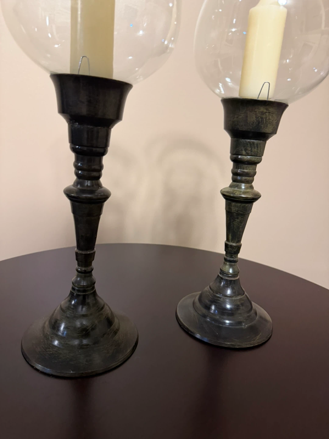 Pair of Glass Candle Holders - photo 3