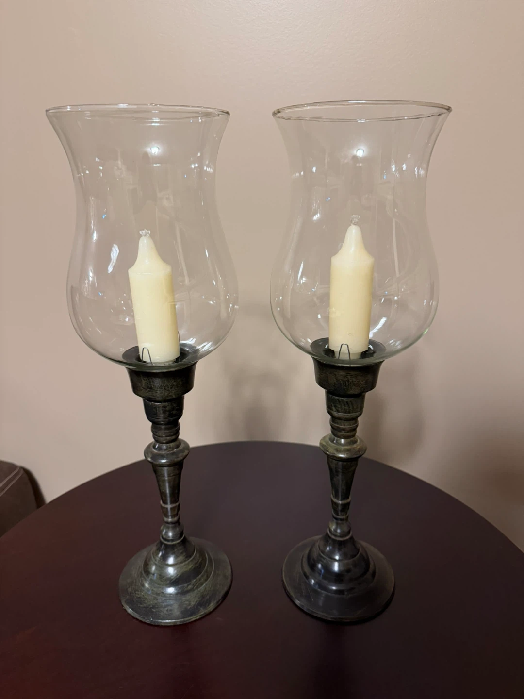 Pair of Glass Candle Holders