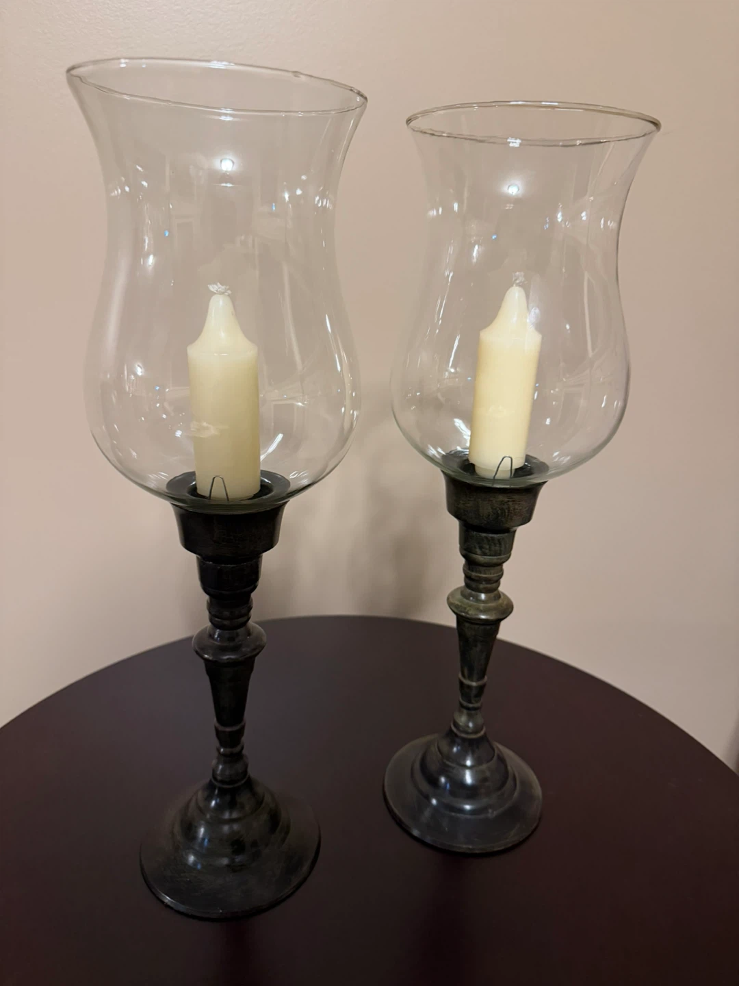 Pair of Glass Candle Holders - photo 2
