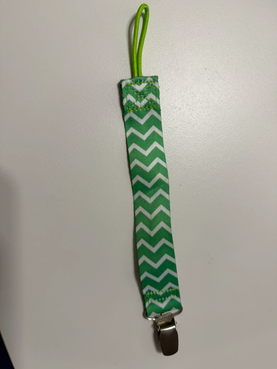 Green Chevron Pacifier Clip