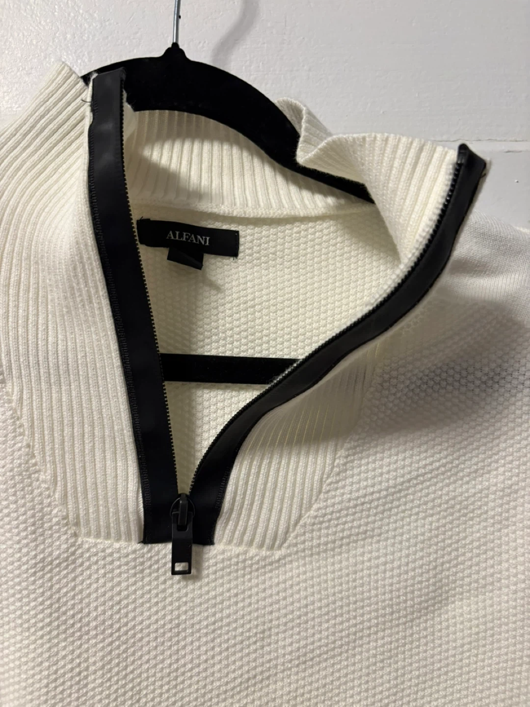 🧤Alfani Men's 1/4 Zip Sweater - Cream - Size L - 100% Cotton - photo 2