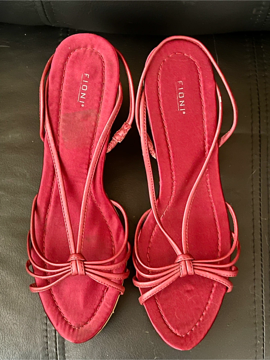 FIONI Red Wedge Sandals size 7.5