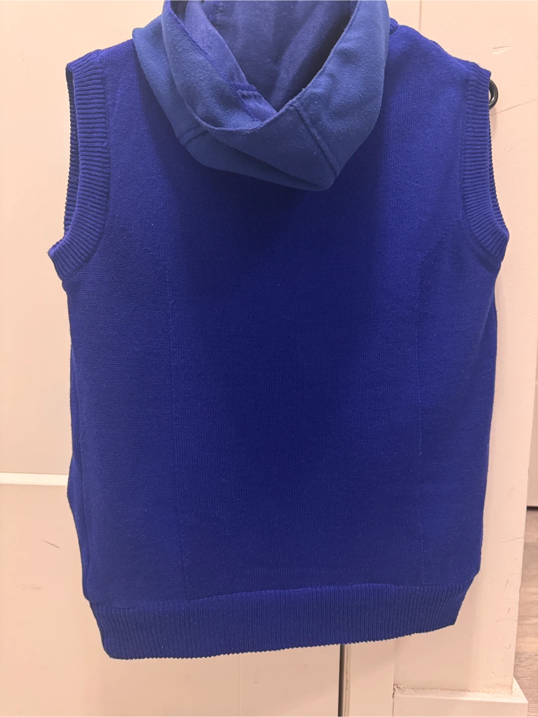 Blue Sleeveless Knit Hoodie Vest - photo 3