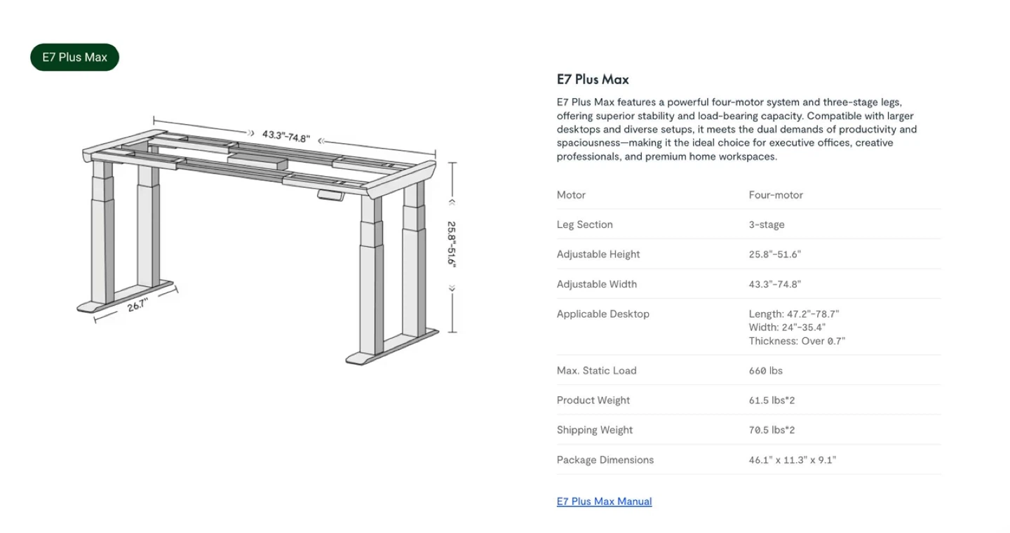 Office Desk (E7 Plus) FlexiSpot - photo 3