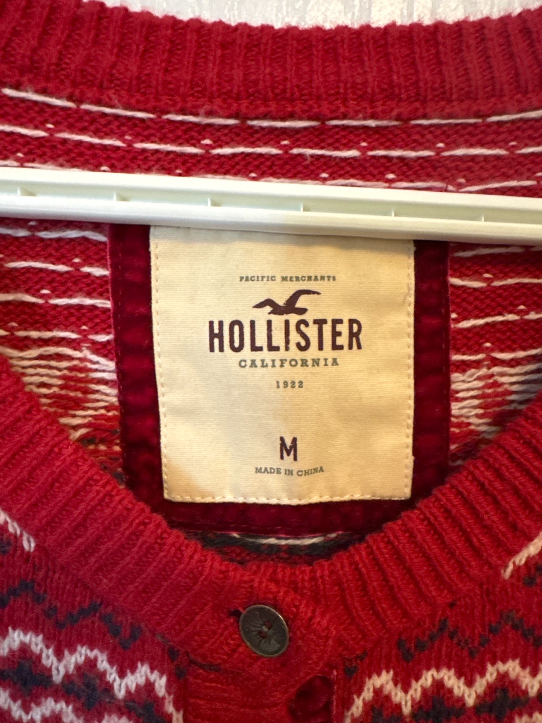 Hollister Red Snowflake Fair Isle Cardigan Sweater - Size M - photo 3