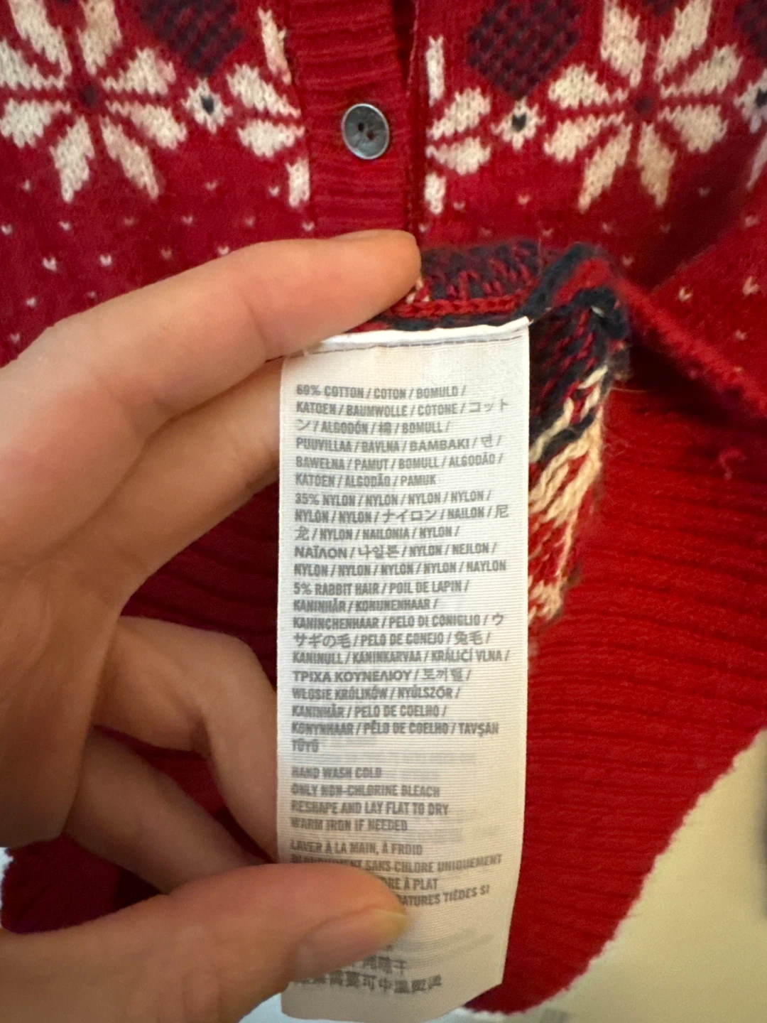 Hollister Red Snowflake Fair Isle Cardigan Sweater - Size M - photo 4