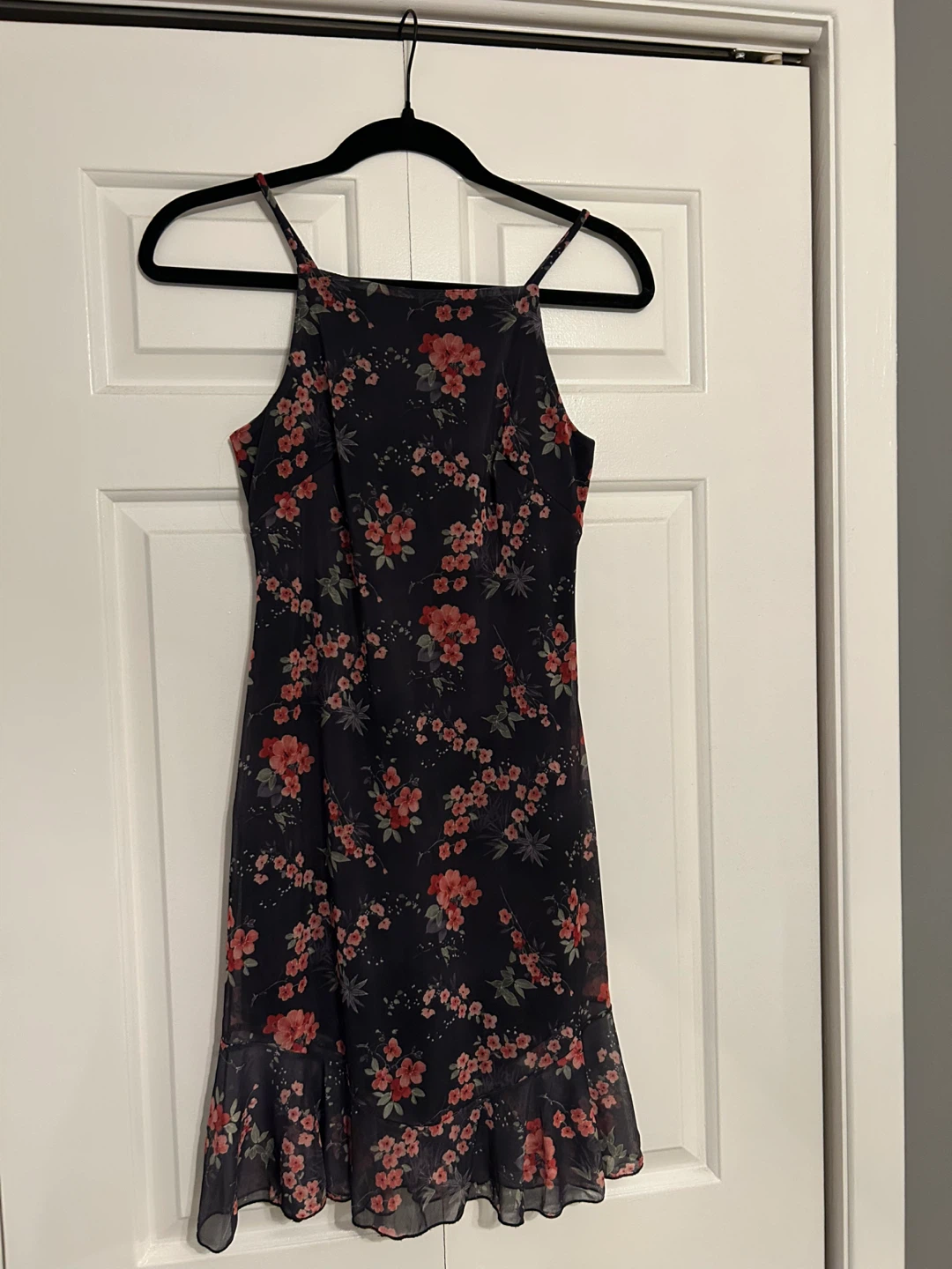 Vintage 90s Black & Red Floral SunDress Brand is Mirrors