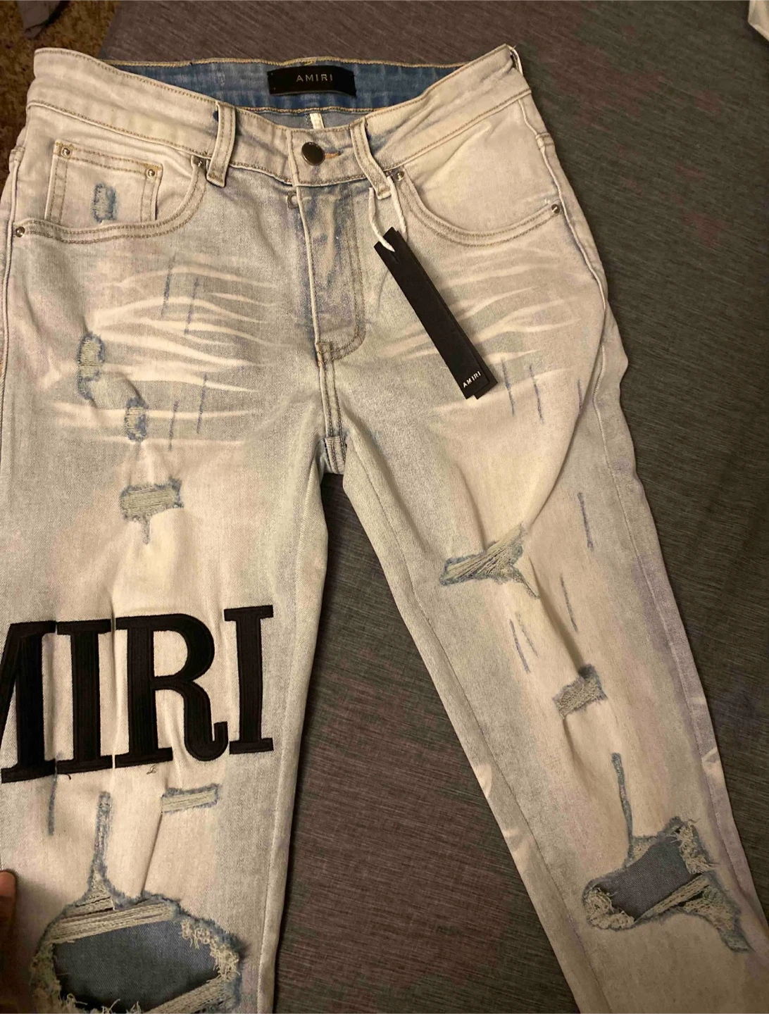 AMIRI Distressed Logo Jeans