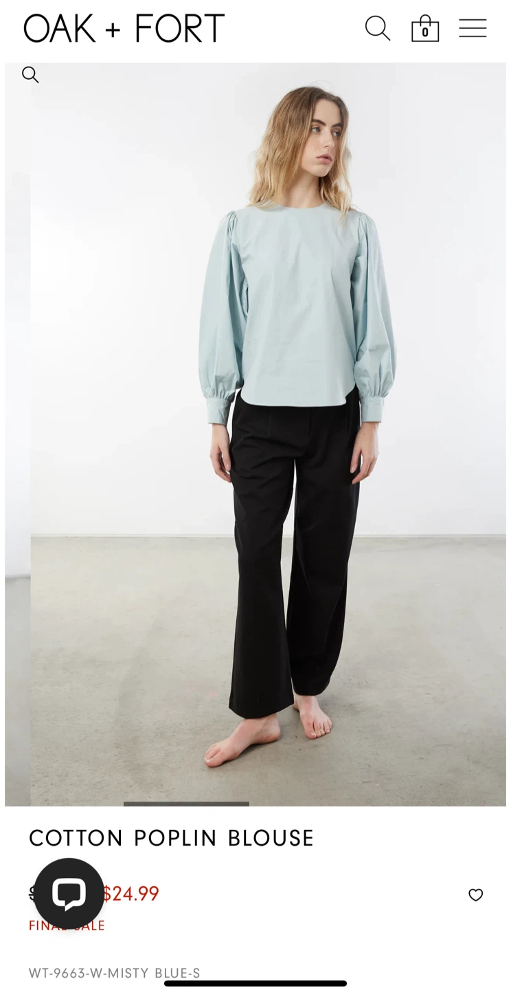 Oak + Fort Cotton Poplin Blouse - Size M