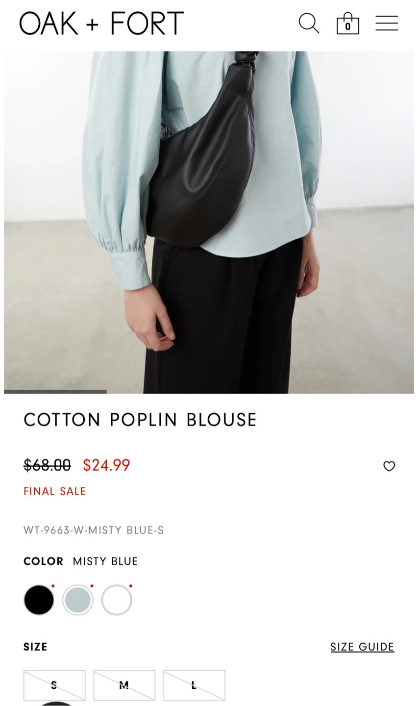 Oak + Fort Cotton Poplin Blouse - Size M - photo 3
