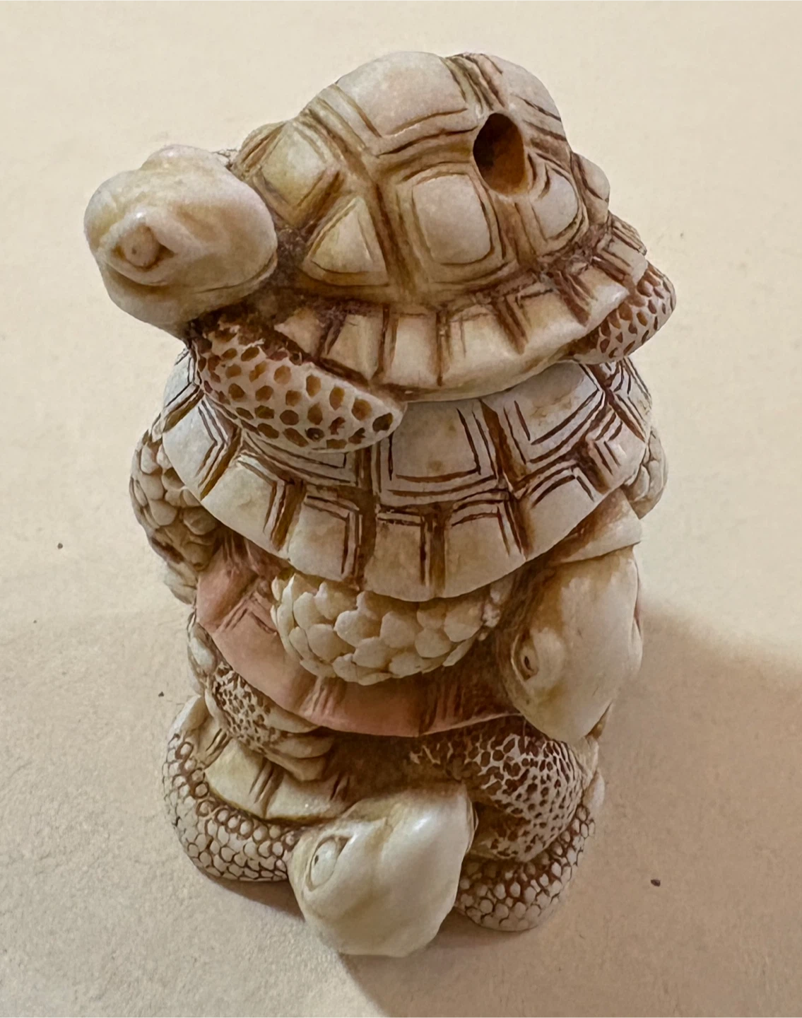 Hand Carved Turtle Stack Trinket Box / Pendant. Size 3x5 cm