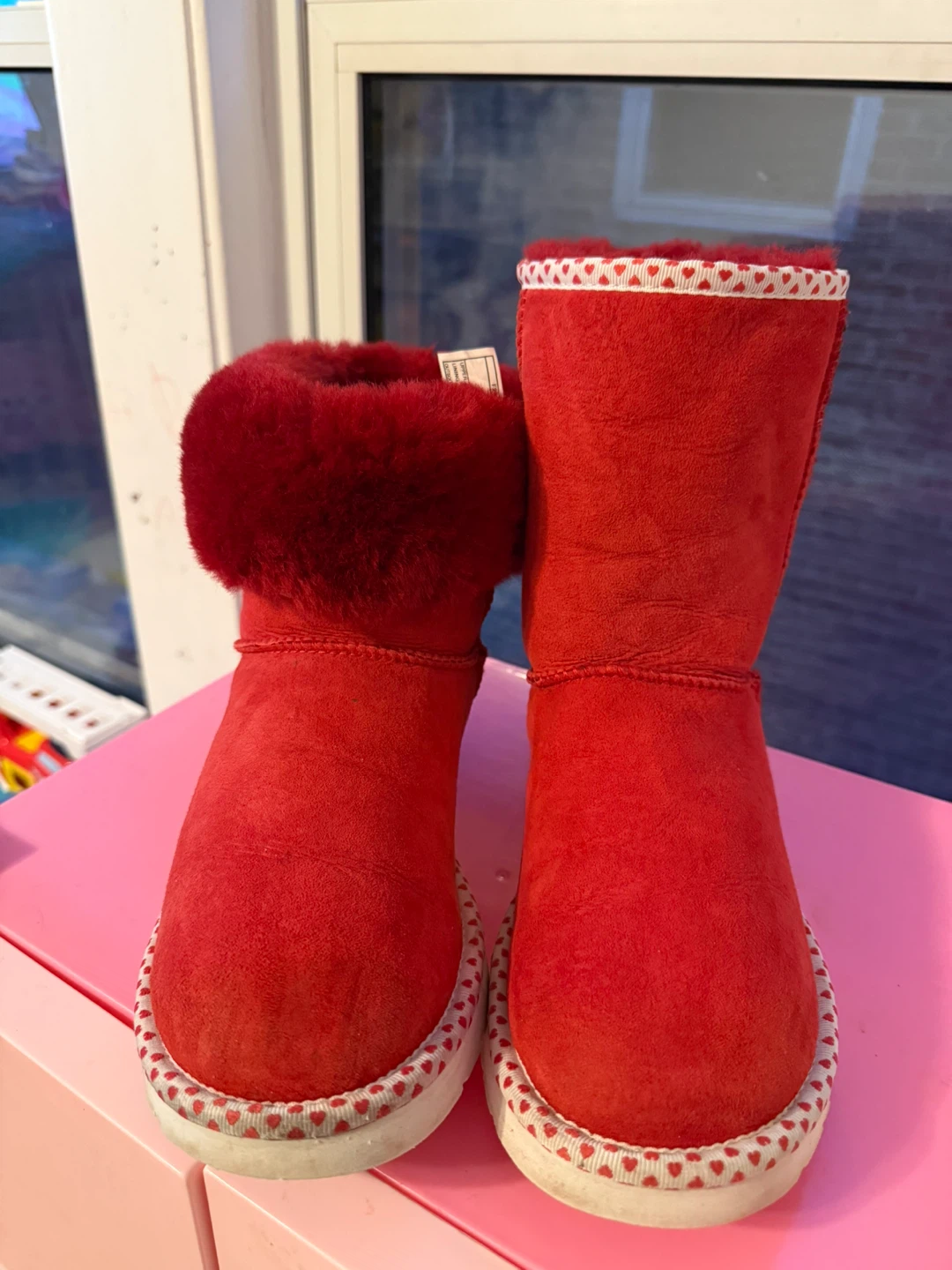 UGG Australia Red Boots with Heart Trim - adult Size 8 - photo 3