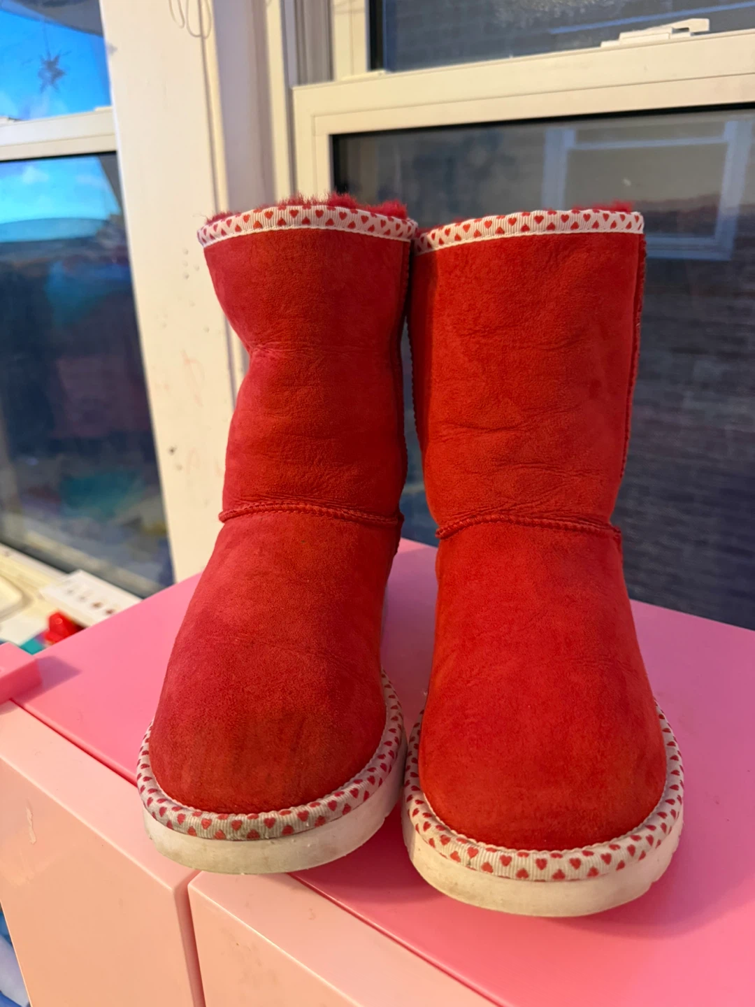 UGG Australia Red Boots with Heart Trim - adult Size 8 - photo 2