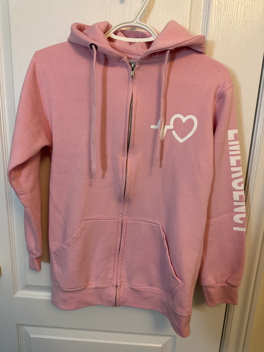 Oversized Cotton Pink Zip-Up Hoodie - Size XS
