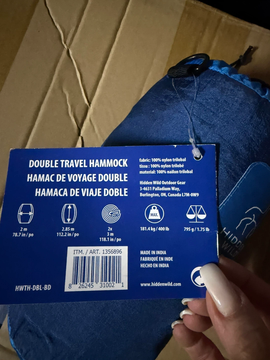 Hidden Wild Double Travel Hammock - Blue - photo 2