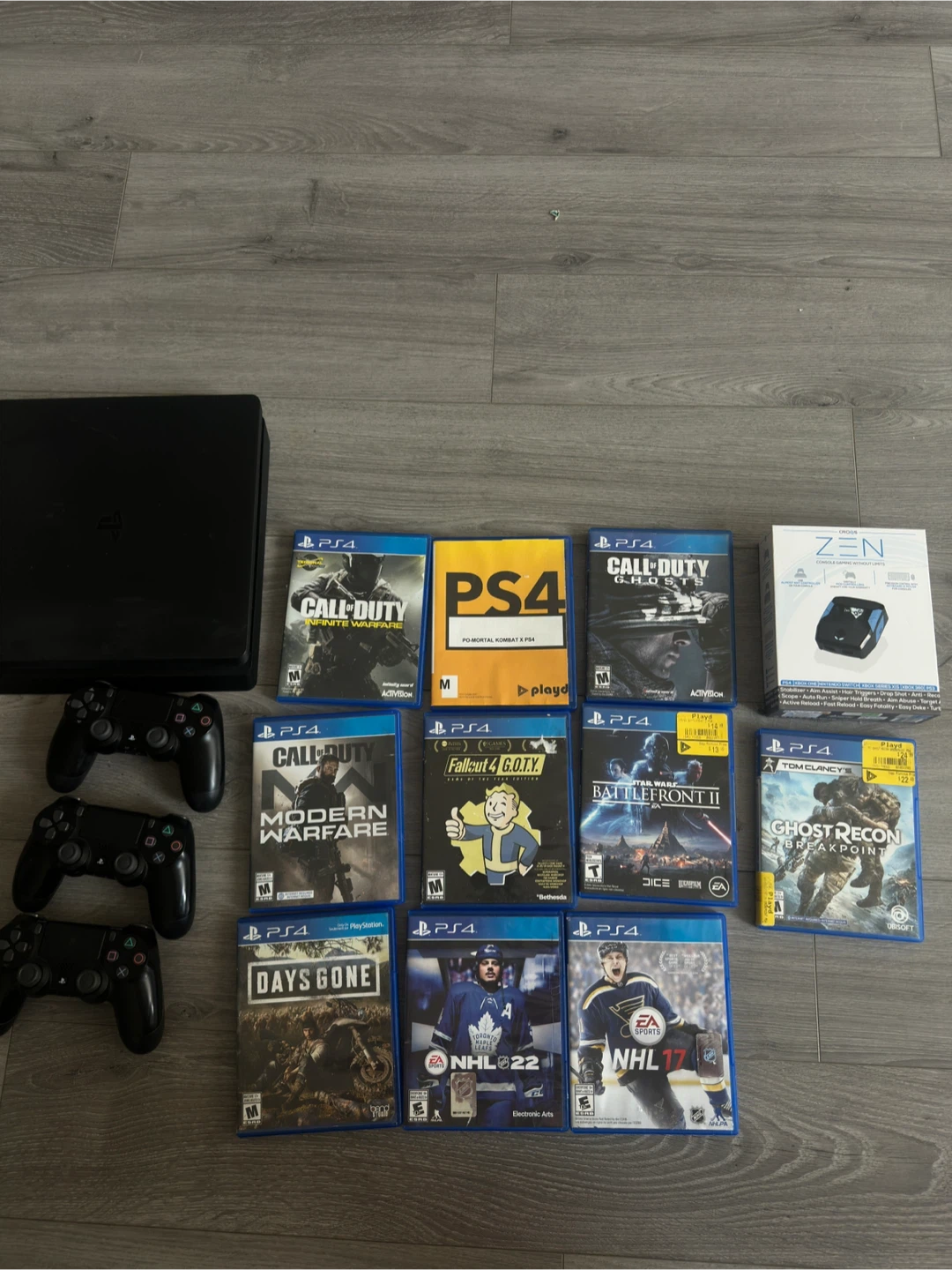 PS4 Slim Bundle + 3 Controllers + 10 Games + ZEN